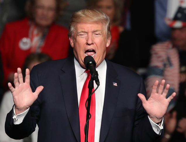 Trump at a rally in Pennsylvania earlier this month. IMAGE: Getty Images